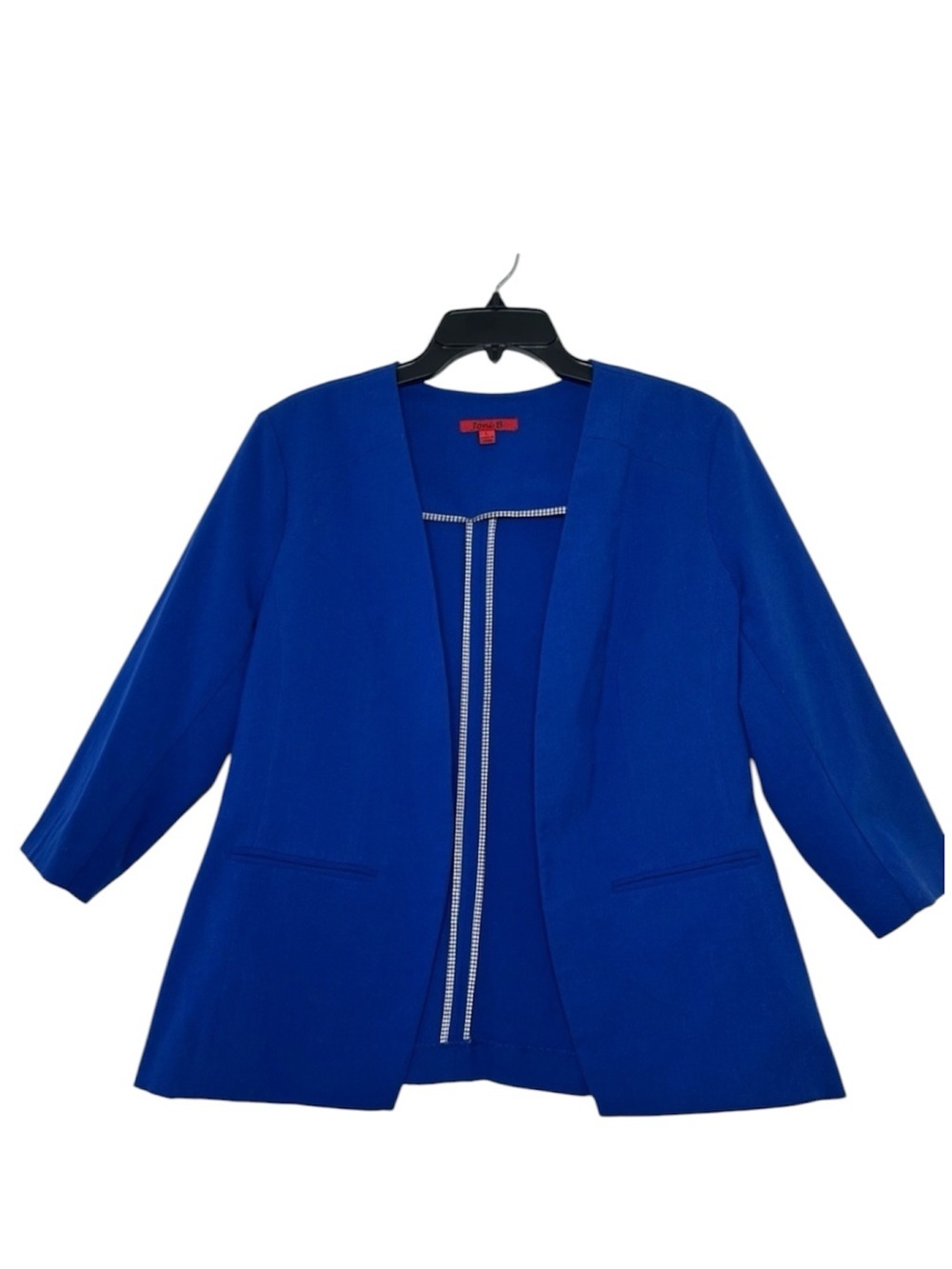 Elegant Royal Blue Women's Blazer 3/4 Sleeves with Shoulder Padding Size L